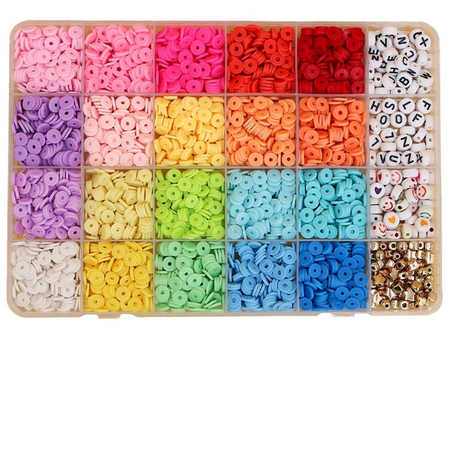 Factory Direct Sales Hot-Selling Recommended 48 Grid a Package with Two Boxes Soft Pottery Color Wafer Beaded Diy Ornament Accessories Set