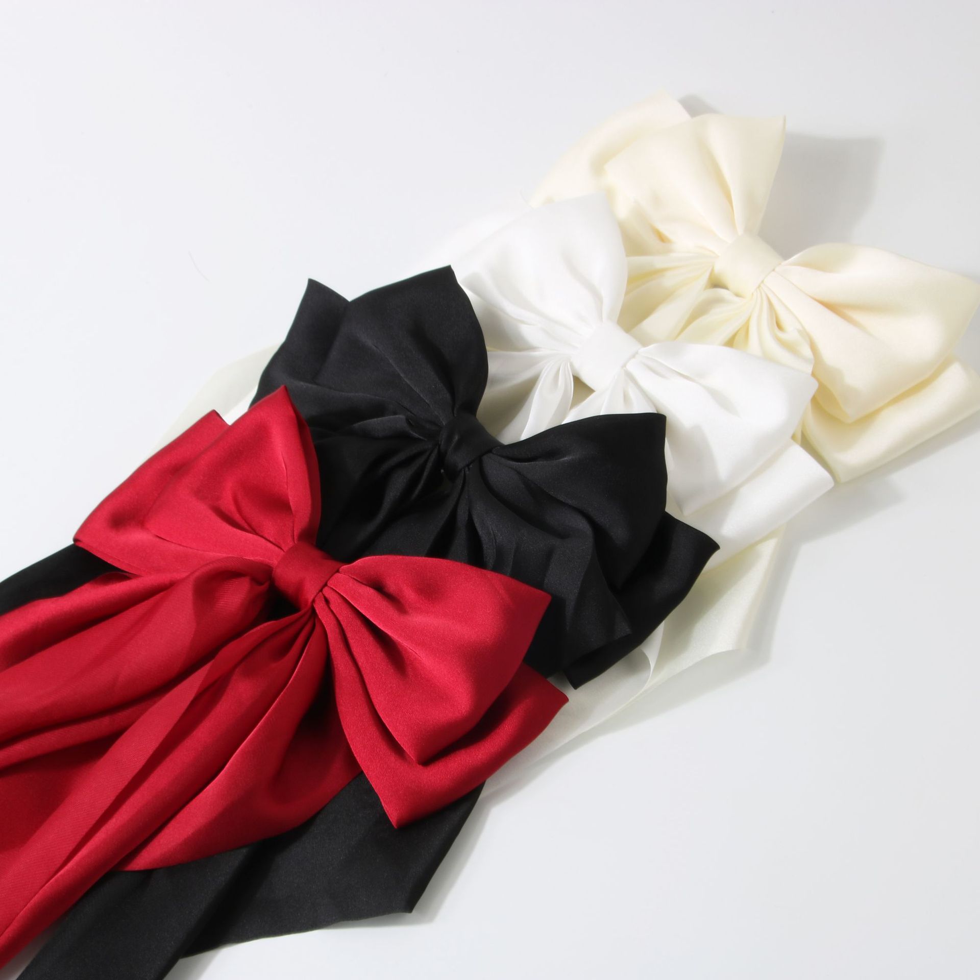 Amazon Hot Oversized Ribbon Bowknot Spring Clip Cross-Border Hair Accessories Satin Barrettes