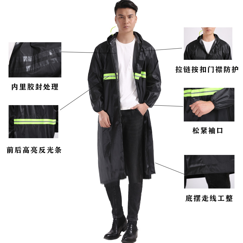 Shangqiu Raincoat Wholesale One-Piece Poncho Reflective Long Pattern Trench Coat Raincoat Hiking Labor Protection Site Rain-Proof Clothes