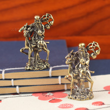 创意古玩杂项骑鹿寿星铜像福禄寿黄铜摆件桌面茶宠茶几摆件摆饰