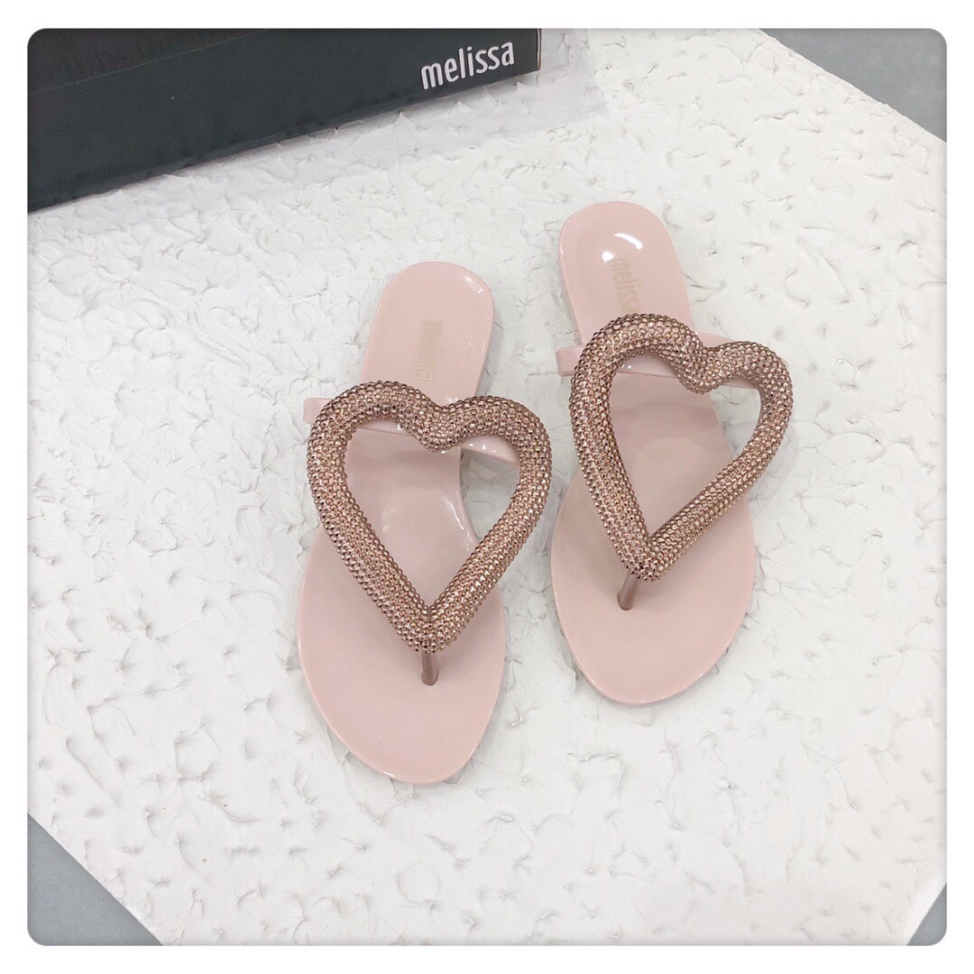 梅丽莎melissa女士夹脚爱心桃心形夹脚人字沙滩拖鞋