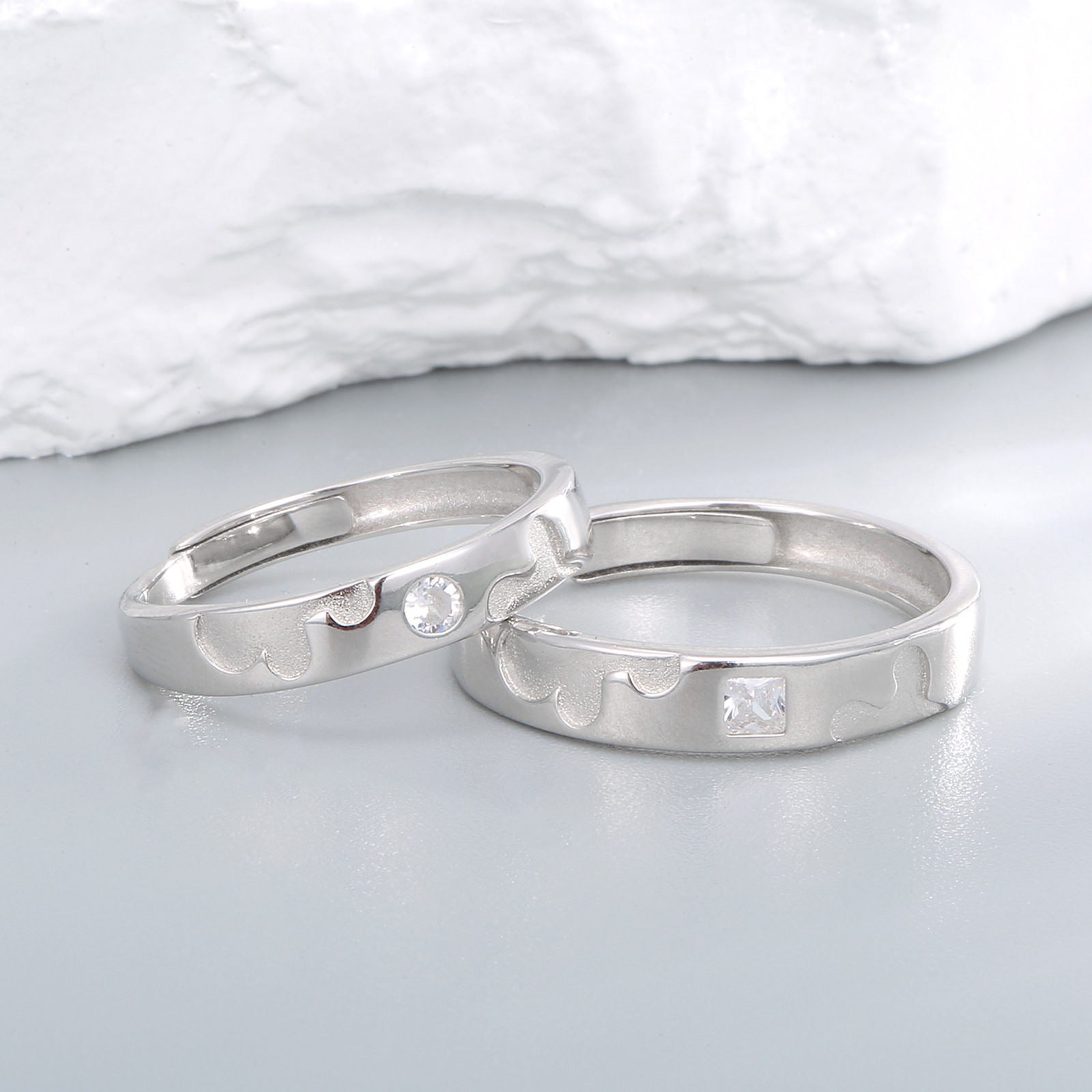 s925纯银姜饼人情侣对戒一对男女款学生素圈戒指环情人节礼物手饰