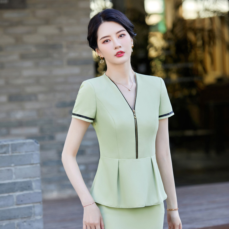 高端职业套装女夏足疗工作服套装养生师美容spa桑拿按摩沐足工衣
