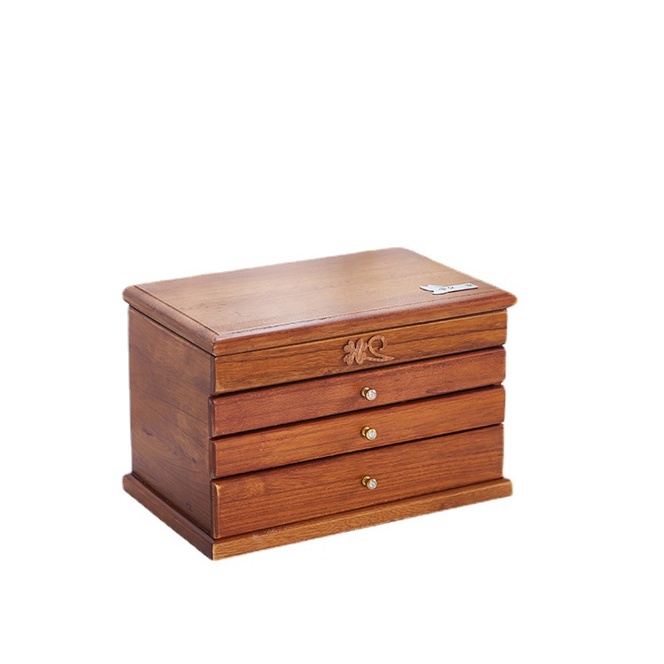 Solid Wood Jewelry Storage Box Ornament Desktop Ring Box Multilayer Jewelry Storage Wooden Box Solid Wood Specification Wooden Box