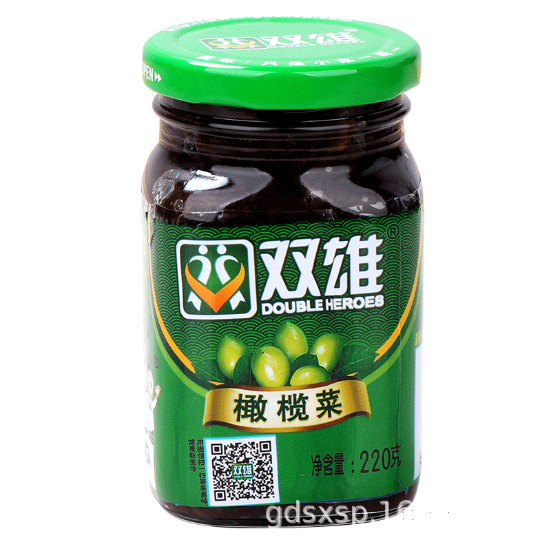 双雄橄榄菜咸酱菜瓶装潮汕特产不辣的下饭菜送饭即食小菜罐头220g
