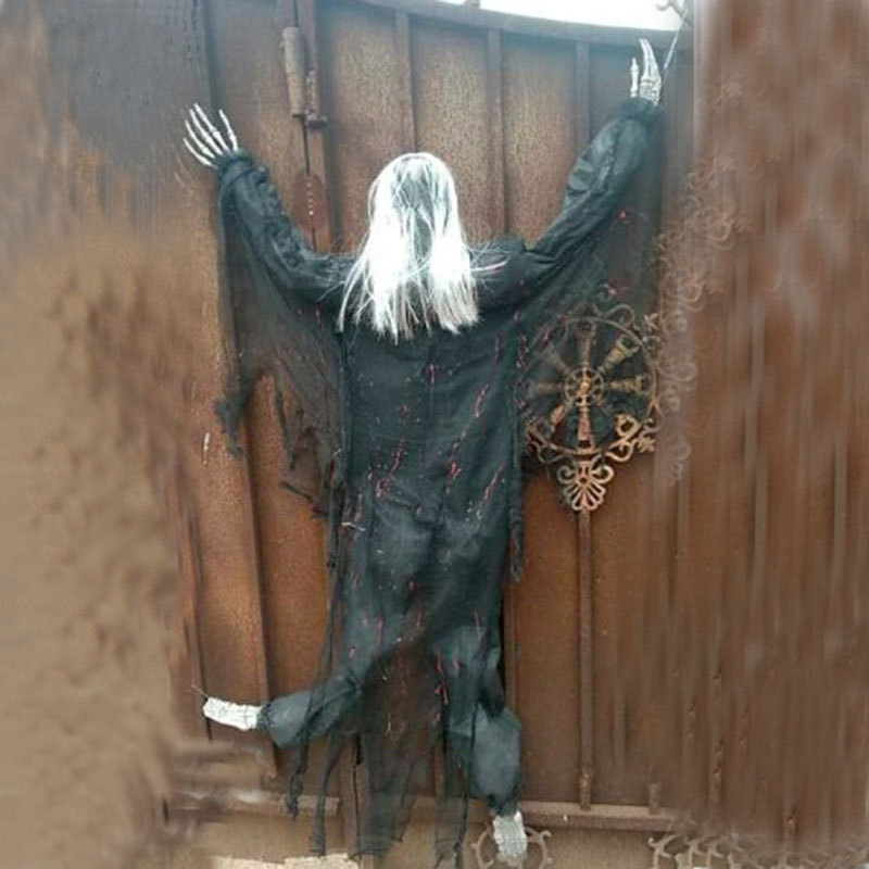 新恐怖无脸爬门爬床爬窗鬼万圣节装饰骷髅爬墙人鬼屋密室逃脱道具