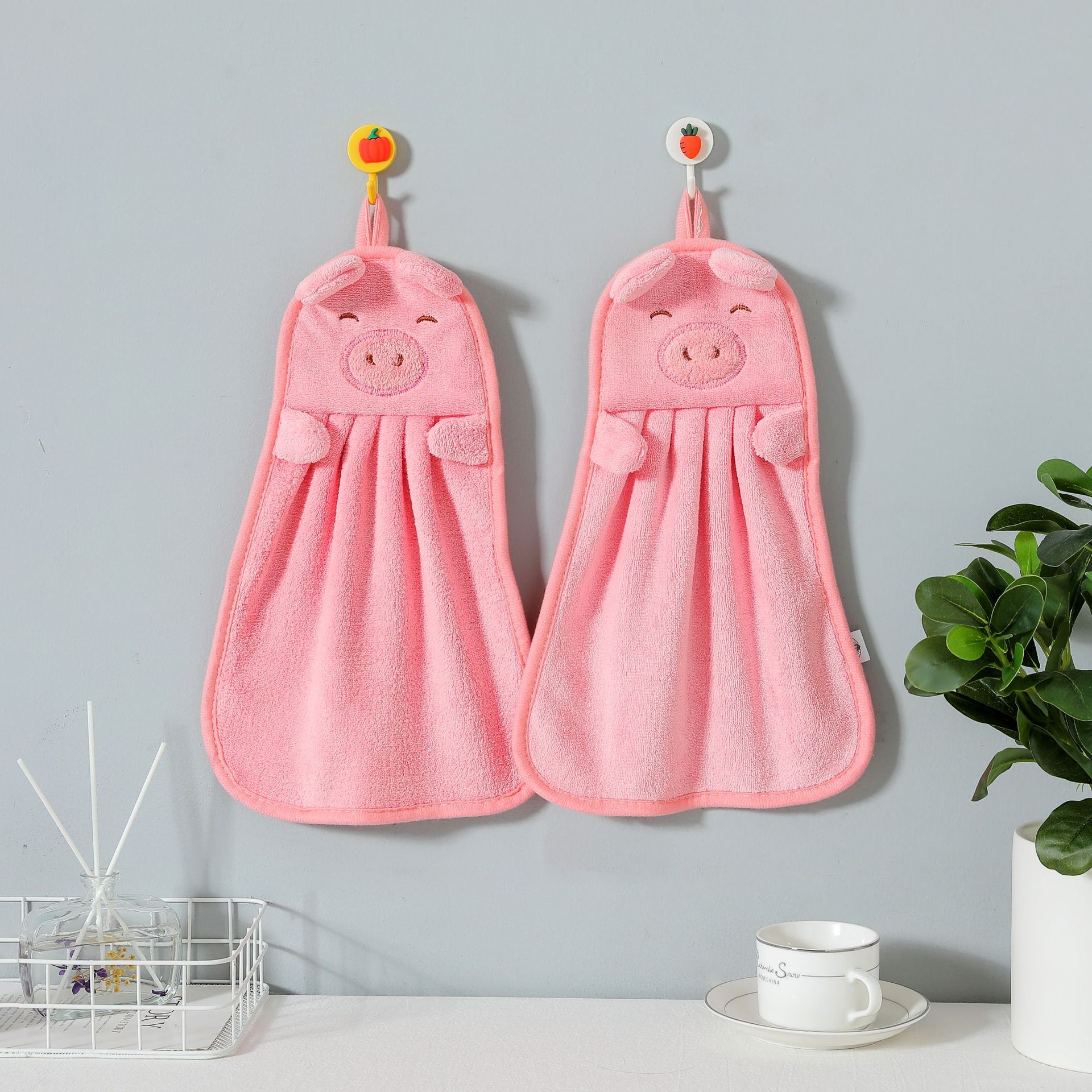 Coral Fleece Washable Towel Kitchen Bathroom Hand Towel Cute Children Can Hang Hand Towel