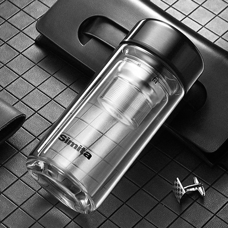 德国simita双层玻璃杯男女士便携小容量茶水分离泡茶杯带盖水杯子