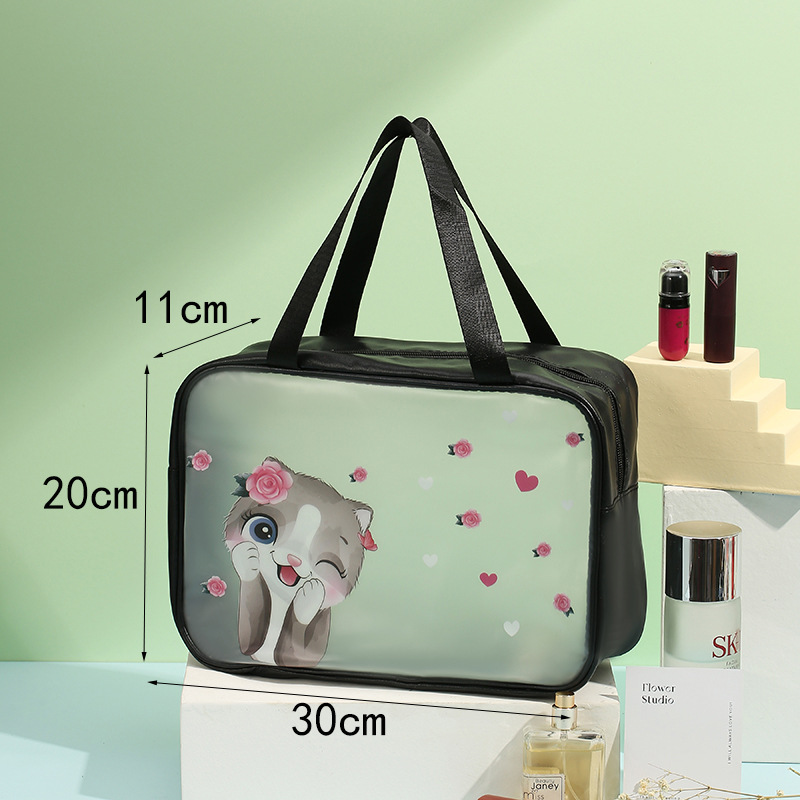 New Dry Wet Separation Cosmetic Bag Creative Design Kitty Printing Toiletries Storage Bag Wash Bag Wholesale