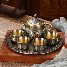 欧式复古青铜功夫茶具套装家用中式高档整套茶壶茶杯托盘送礼摆件