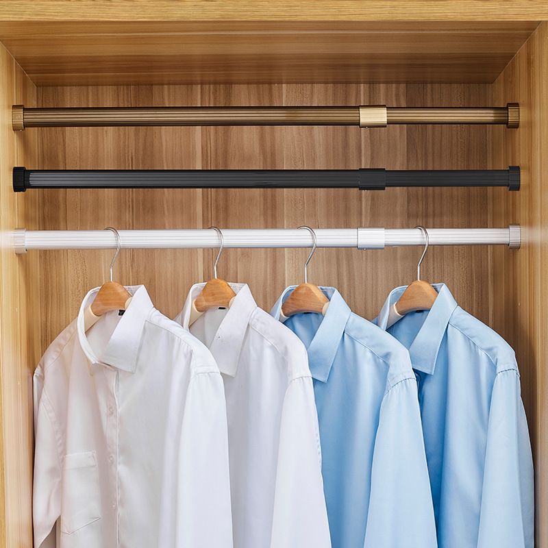 批发衣柜挂衣杆铝合金衣架杆托法兰座衣橱内伸缩横杆加厚晾衣杆橱