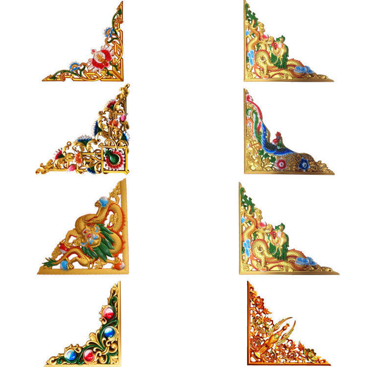 藏式装修材料家装庙宇装潢寺庙佛堂吊顶立体彩绘中式pvc草角花