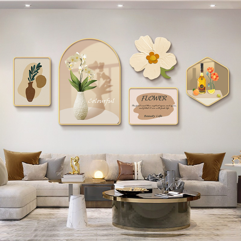 奶油风客厅装饰画北欧ins小清新沙发背景墙挂画时尚网红大气壁画