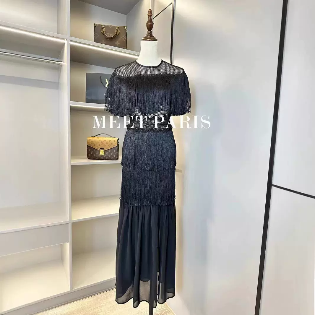 8094新款时尚宴会白色流苏晚礼服晚宴短裙修身连衣裙