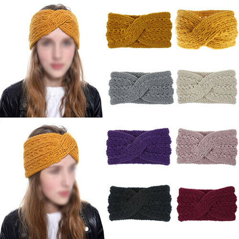 Hair Band Solid Color Knitted Korean Wide-Edged Headdress Knitted Hair Band Female Online Influencer Outing Wool Headband Simple