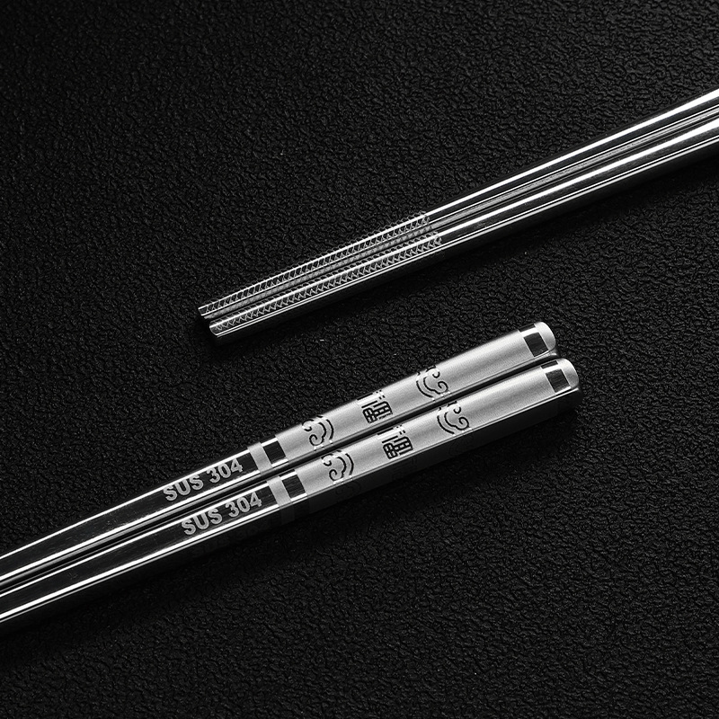 Korean Style 304 Stainless Steel Chopsticks Lengthened Household Children's Hotel Stall Insulation Mildew-Proof Non-Slip Hot Pot Chopsticks Logo