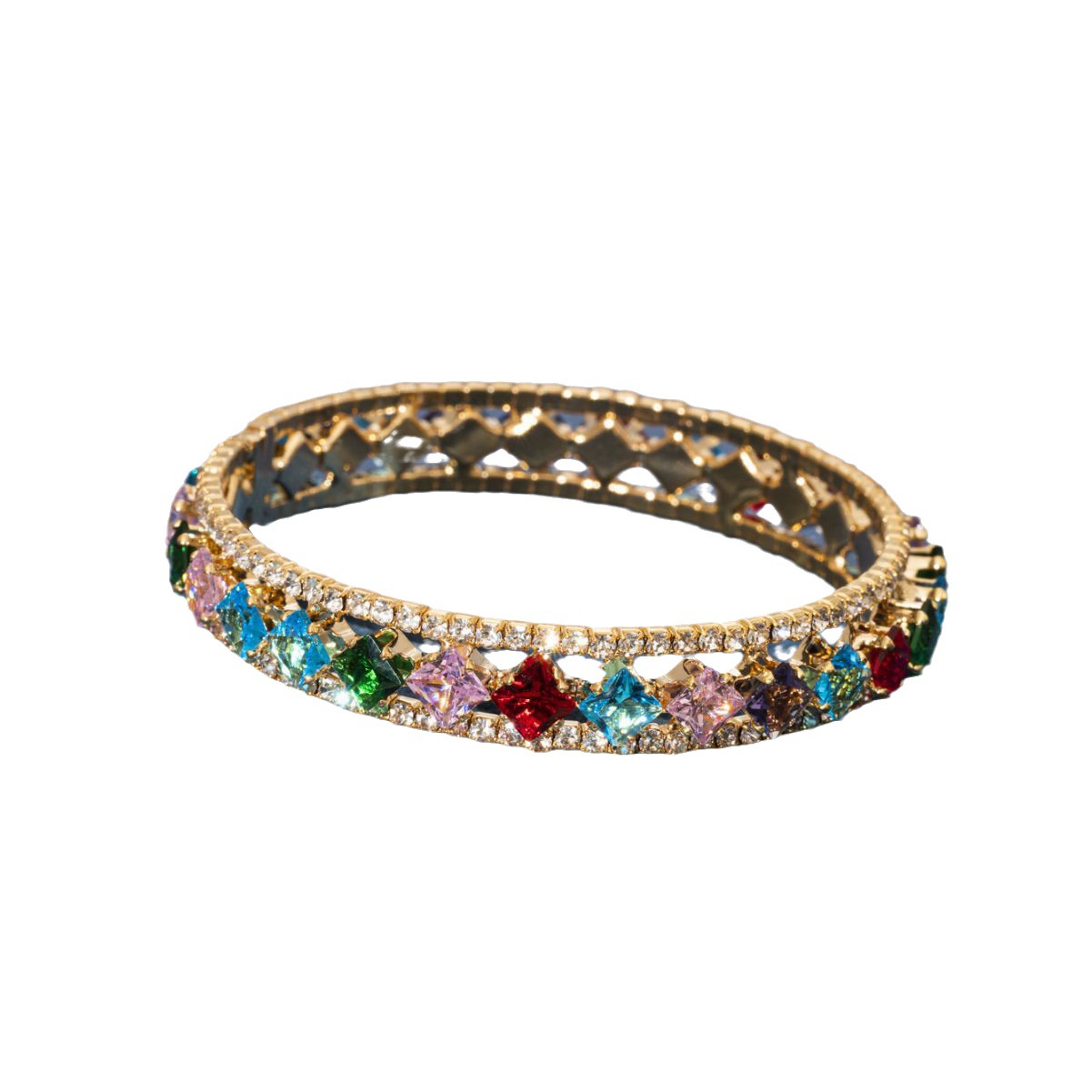 European and American Fashion Square Color Zircon Bracelet Full of Light Luxury