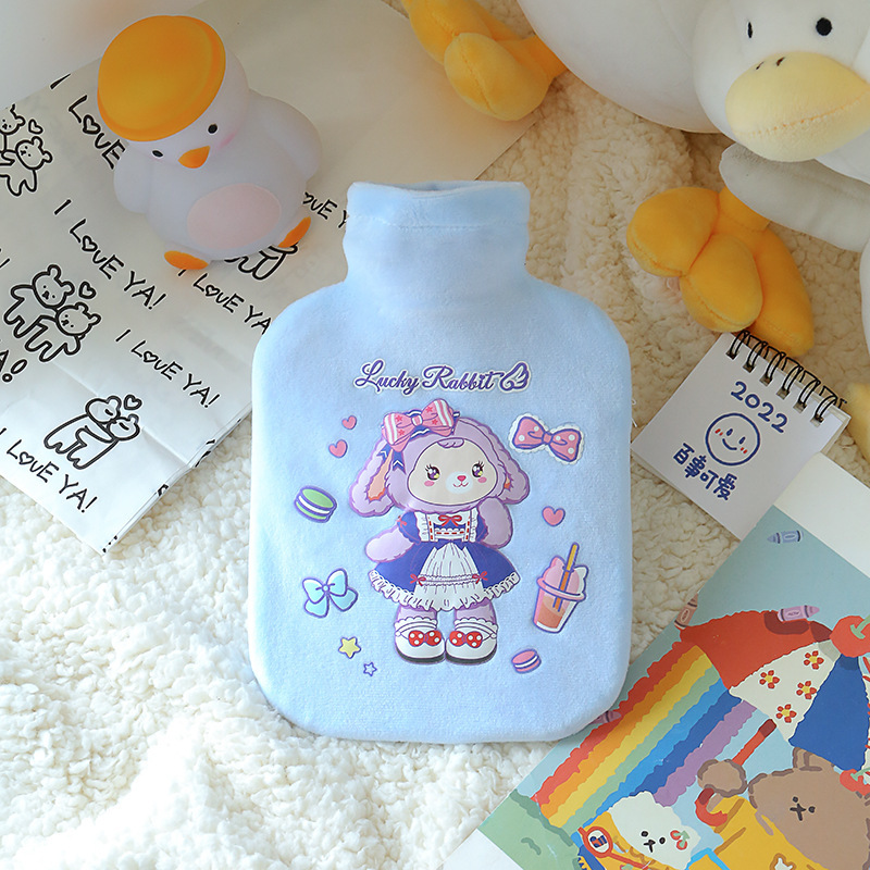 New Winter Hot Water Bag Mini PVC Plush Explosion-Proof Hand Warmer Student Cartoon Animal Printing Hand Warmer