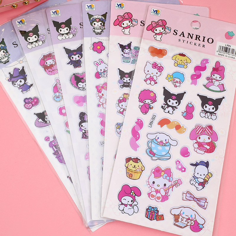 Cross-Border Sanrio O Cartoon Stickers Strawberry Bear Mi Xue Bing Cheng Small Animal Materials Stationery Journal Stickers Gu Nano Sim