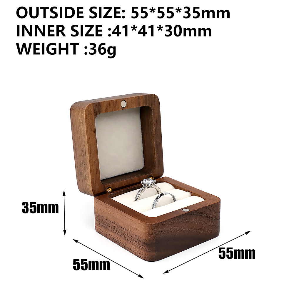 Marriage Proposal Wooden Jewelry Box Small Portable Travel Rings Ear Studs Earring Pendant Mini Ornaments Storage Box