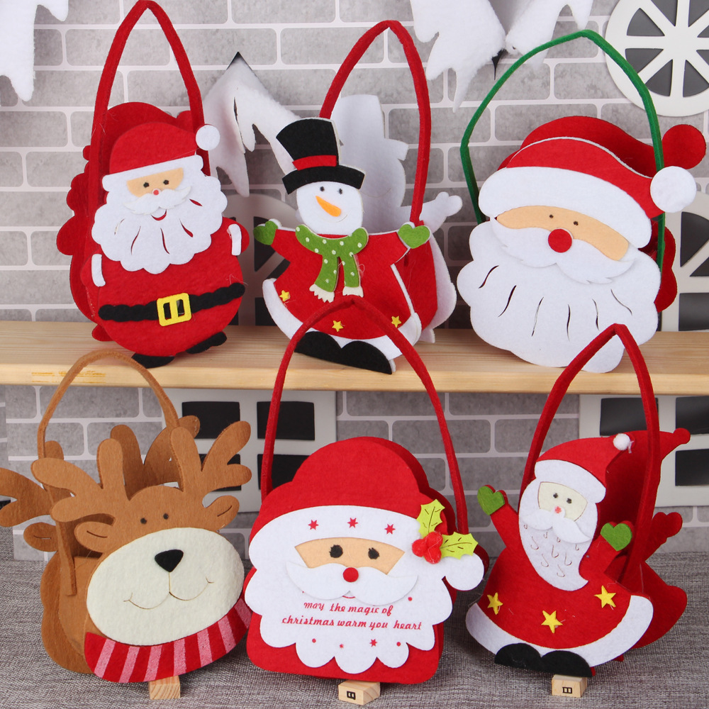 Christmas Felt Bag Portable Storage Bag Gift Small Bag Candy Bag Christmas Decoration Cartoon Children's Apple Handbag