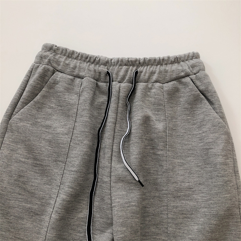 白色珠地棉休闲运动裤女2022韩版显瘦高腰学生九分小个子束脚卫裤