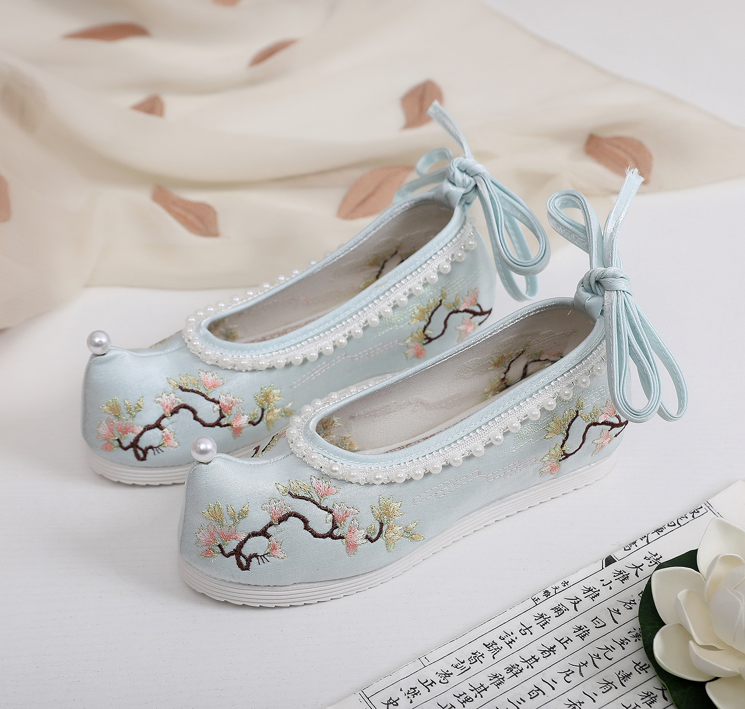 【珠边花枝】春秋内增高复古女弓鞋古代汉服配鞋古风女鞋绣花鞋
