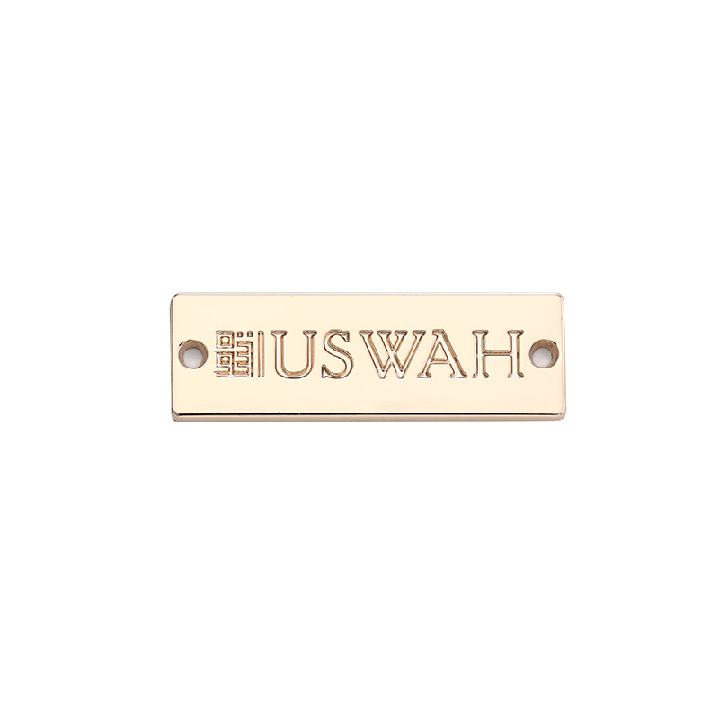 Metal Customized Logo Zinc Alloy Perforated Metal Clothing Tags Electroplated Rectangular Metal Stitching Sign