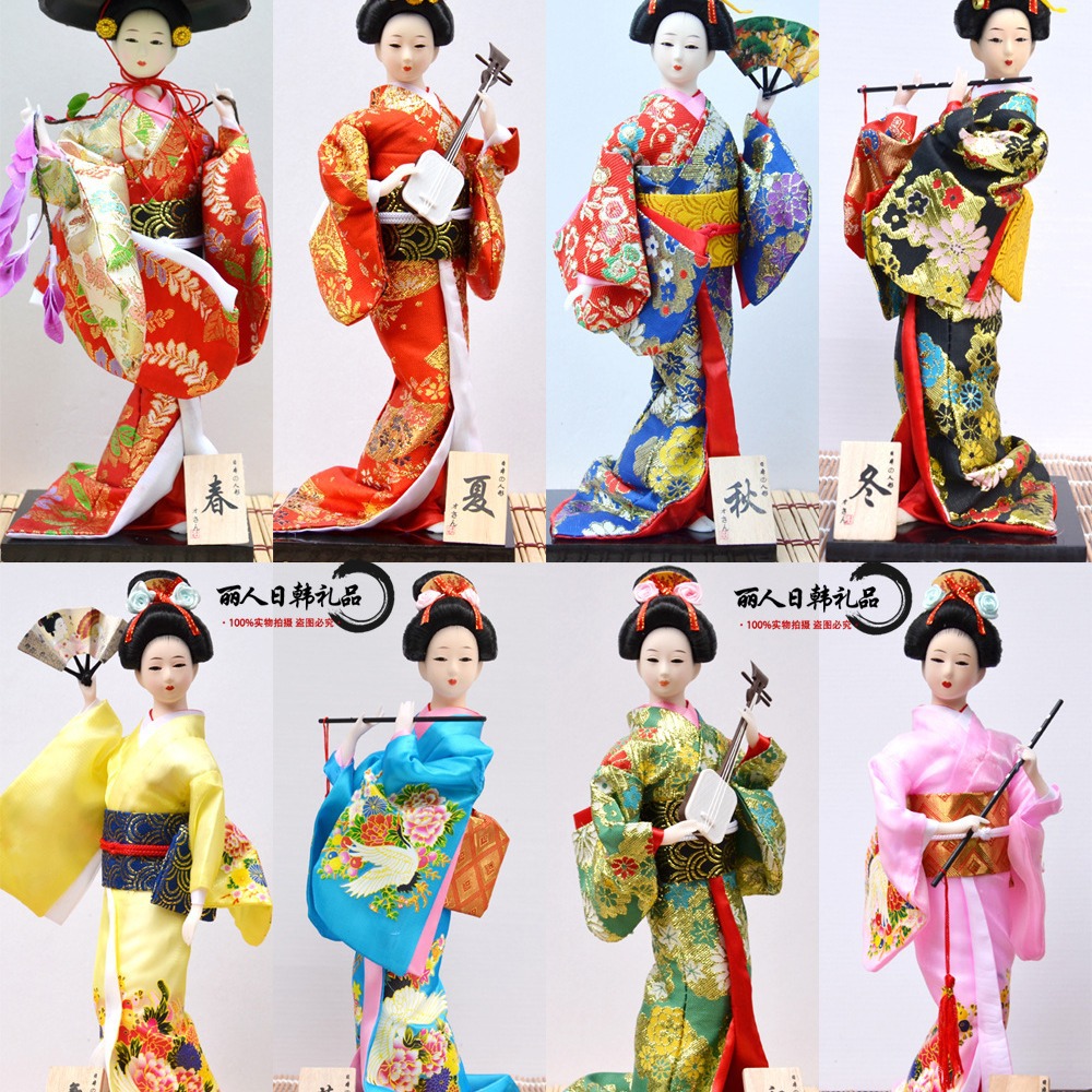 12寸料理餐厅装饰艺妓日本人偶人形和服娃娃娟人日式摆件家居礼品