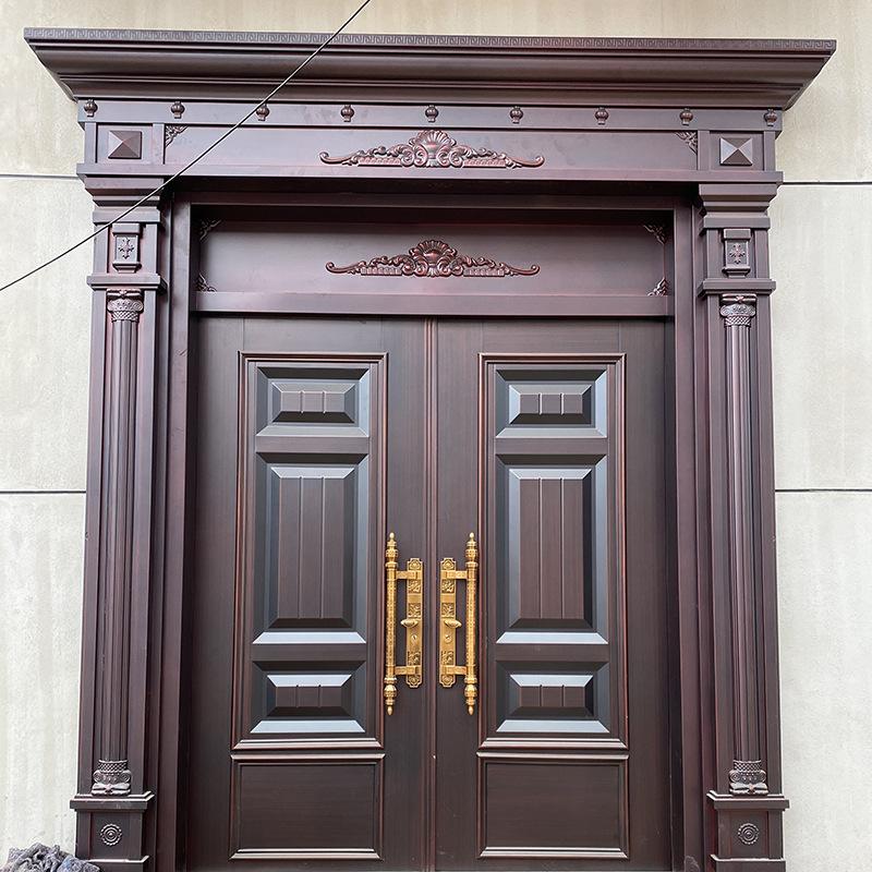 适用厂家直销镁钛合金农村自建房非标别墅大门防盗门仿真铜双开四