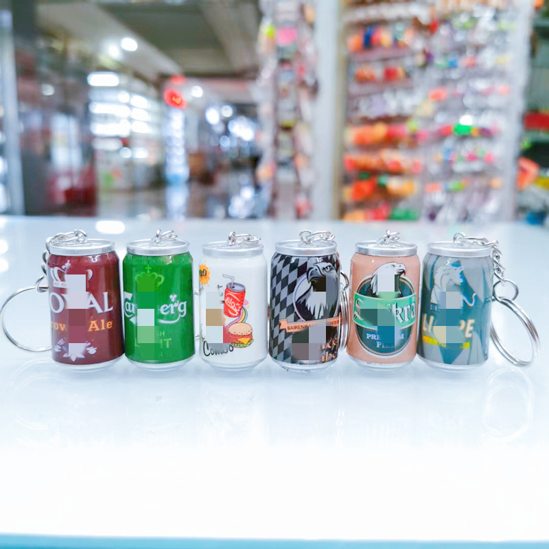Cute Mini Cola Sprite Coffee Beer Cans Simulation Beverage Keychain Key Chain Key Ring Accessories