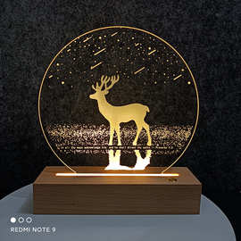 公司纪念实木来图定制小夜灯创意亚克力发光礼物生日小台灯3D摆件