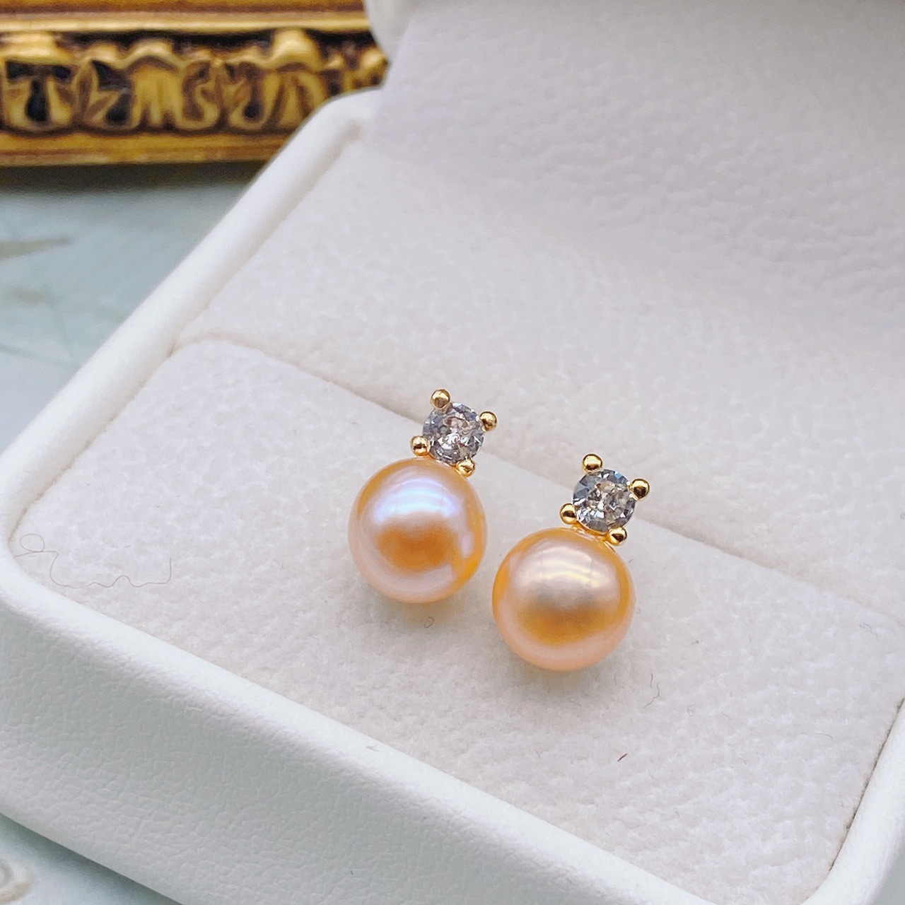 Classic Princess Style Sterling Silver Needle Stud Earrings Natural Freshwater Pearl 7-8mm Surface Basically Flawless Pearl Earrings