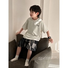 【200克纯棉后包领】女童夏季韩版新品时尚潮流男孩短袖T恤
