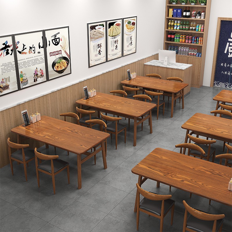 Dining Table Commercial Snack Shop Fast Food Restaurant Dining Table and Chair Combination Rental Room Small Apartment Household 4 People 6 People Dining Table