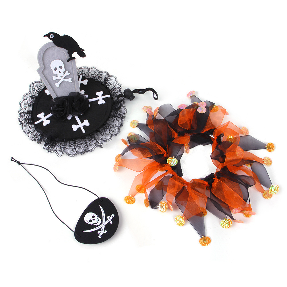 Cross-Border New Arrival Halloween Pet Collar Hat Set Funny Selling Cute Dress up Cat Dog Set Wholesale