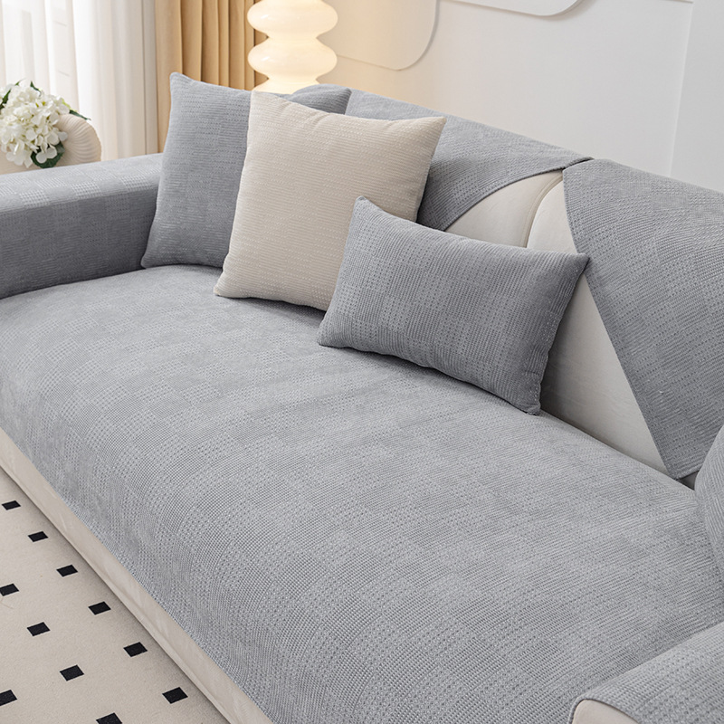 New Chenille Solid Color Sofa Cushion Particle Pattern Cushion Four Seasons Universal Sofa Cushion Simple Non-Slip Cushion Towel