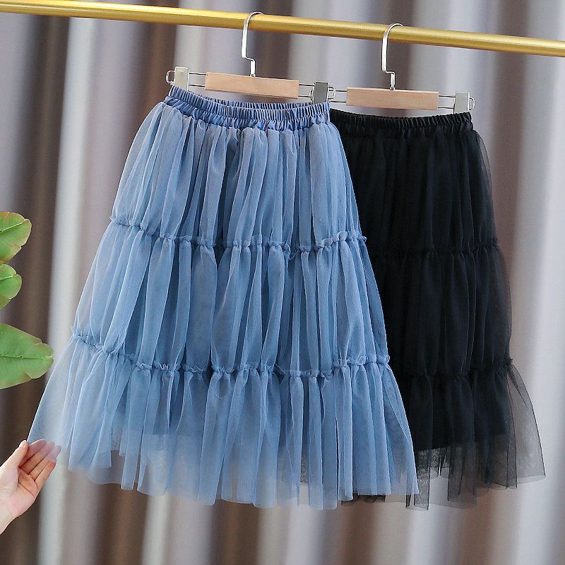 女童半身裙夏季韩版洋气中大童纱裙中长款2024新款儿童蛋糕裙夏款