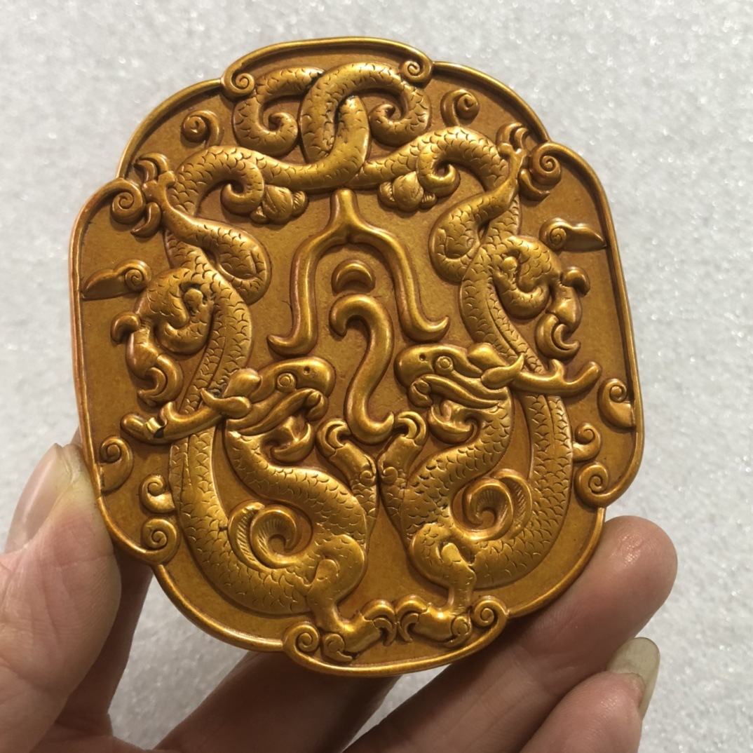 古玩传世真品大汉御赐镇西大将军铜鎏金令牌挂件古董老物件收藏品