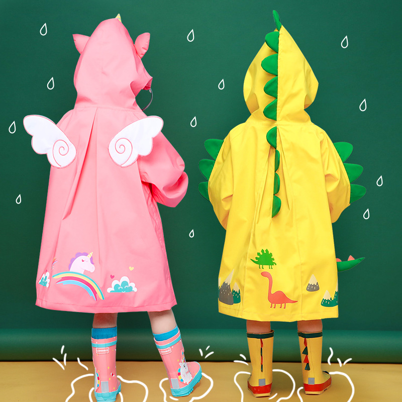 柠檬儿童雨衣分体男童女宝幼儿雨披可爱卡通书包位小学生反光雨具