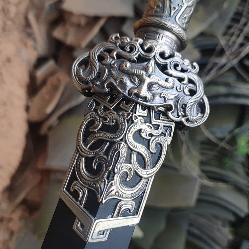 汉剑龙泉天元长剑金属鞘瓦面起脊汉王剑刀剑螭虎不锈钢宝剑未开刃