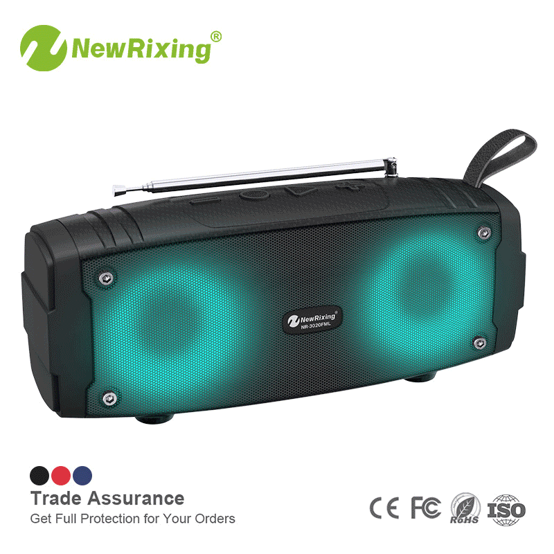 NR-3020FM Portable Colorful Ambience Light Outdoor Wireless Bluetooth Audio Extra Bass Small Speaker