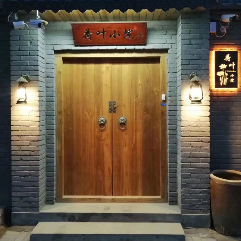 中式老榆实仿古四合院别墅门庭院门老式酒店茶楼双开进户门-阿里巴巴