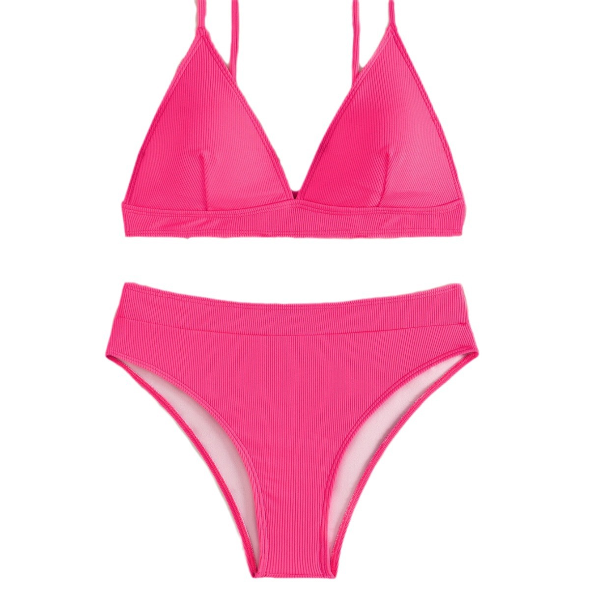 2024新款亚马逊速卖通女士纯色分体泳衣比基尼055-阿里巴巴