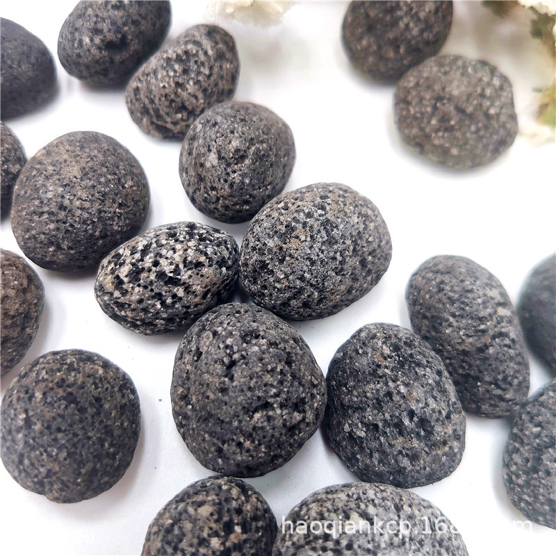 火山岩烧烤石火香薰磨圆火山石 扩香石用黑色圆球火山岩2-3cm