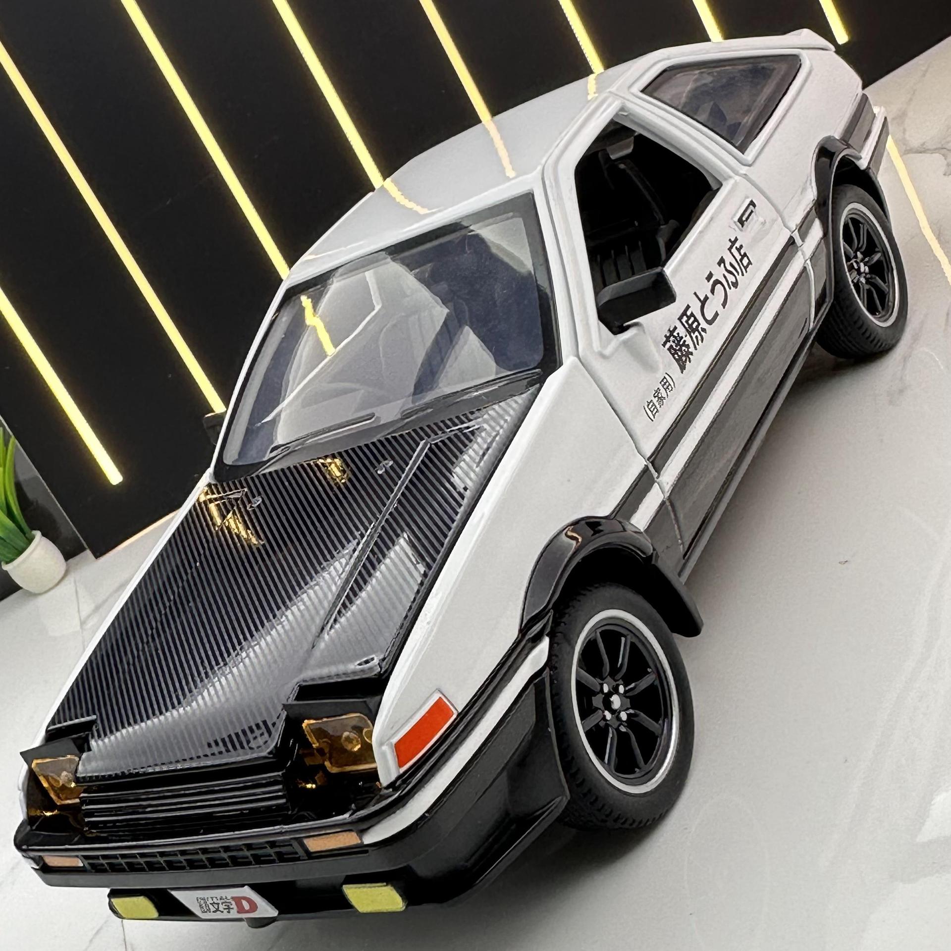 新豪迪1: 24丰田ae86头文字d合金车模摆件声光回力男孩玩具车模型