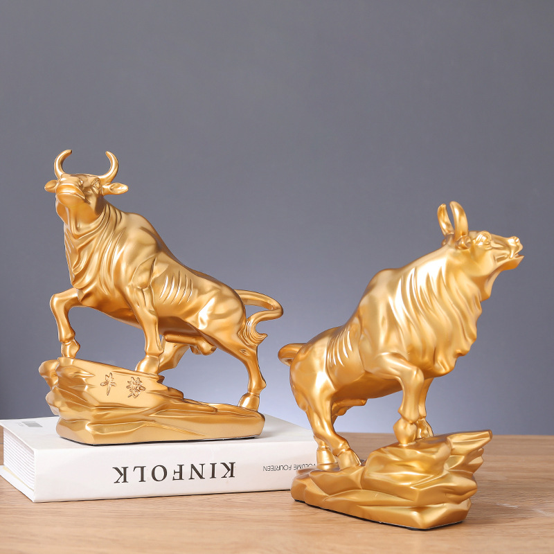 招财牛气冲天金牛树脂工艺品摆件客厅玄关家居装饰品摆设开业礼品