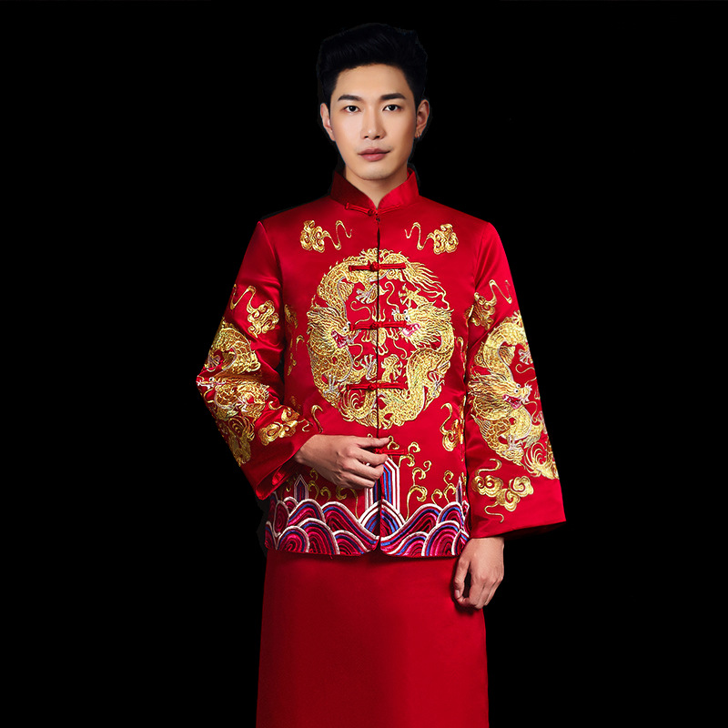 秀禾服男装中式结婚新郎接亲服敬酒服古装唐装风礼服秀和服秋