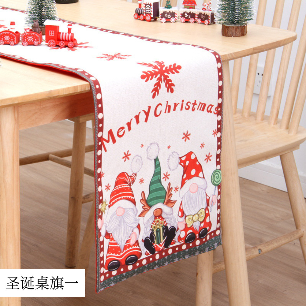 Christmas Decoration Family Party Gathering Scene Layout Table Runner Christmas Tablecloth Dining-Table Decoration