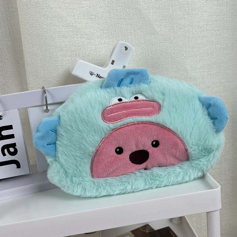 New Clownfish Beaver Plush Pencil Bag Simple Fashion Storage Bag Large Capacity Cute Cartoon Multi-Purpose Package Women